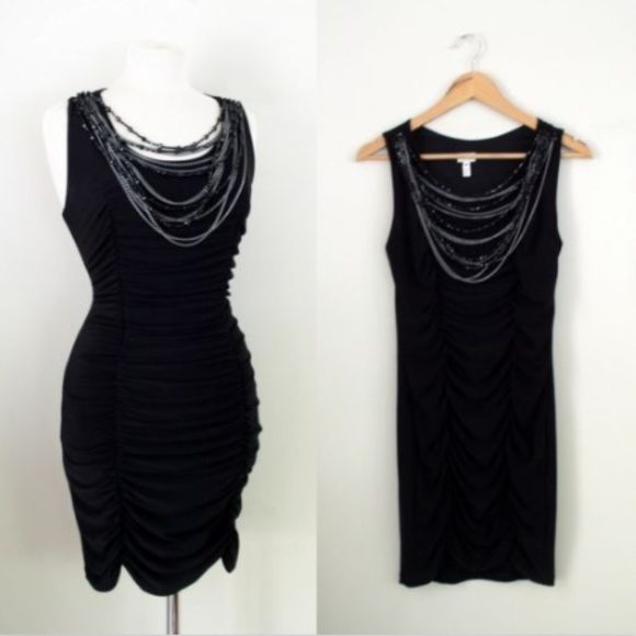 Cache Dresses & Skirts - Cache Black Ruched Little Black Dress Sz M